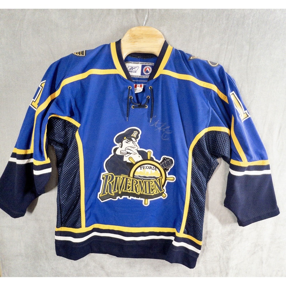 CCM Peoria Rivermen St Louis Blues Curtis Sanford Hockey Jersey Auto Mens Medium